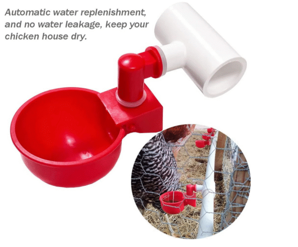 Bebedero Automático Copa Con Conector T En PVC Diámetro Interno 1/2" Para Pollos, Patos, Gallinas, Aves.