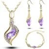 Hermoso Set Collar + Aretes + Pulsera Mujer Chapado Cristal Austriaco