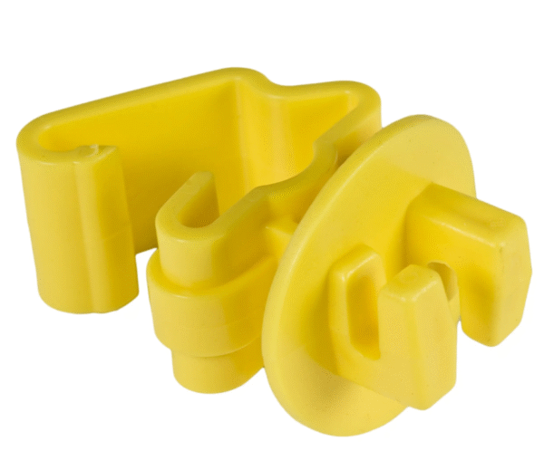 Aislador de cerca eléctrica en T para poste acero X 100 unidades en color amarillo