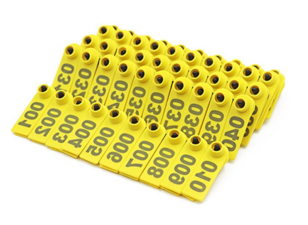 Chapetas Orejeras Ovinos, Cabras, Ovejas, Amarillo X 100 Unidades