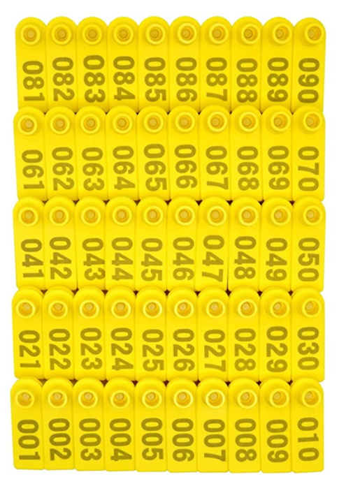 Chapetas Orejeras Ovinos, Cabras, Ovejas, Amarillo X 100 Unidades