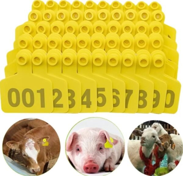 Chapetas Orejeras Para Vacas, Búfalos, Cabras, Ganado, Numeradas, Amarillo X 100 Unidades