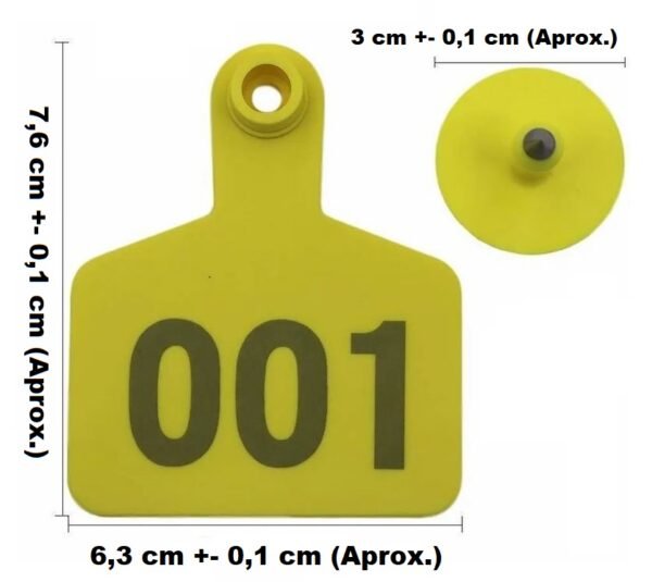 Chapetas Orejeras Para Vacas, Búfalos, Cabras, Ganado, Numeradas, Amarillo X 100 Unidades
